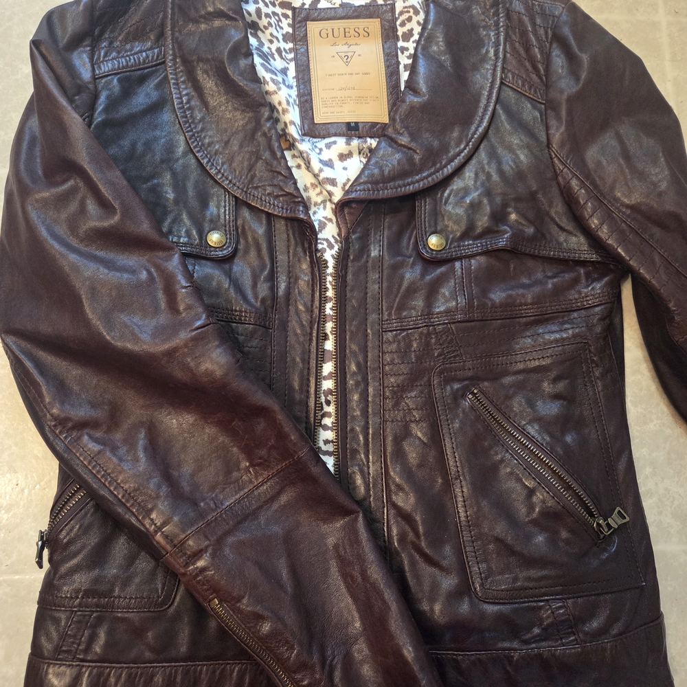 Guess Women's Rich Brown Leather Jacket